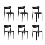 Sillas Living Comedor Combo x6 PVC Color Negro SC01
