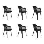 Sillas Living Comedor Combo x6 Asiento Acolchonado Color Negro SC02