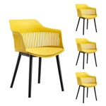 Sillas Living Comedor Combo x4 Asiento Acolchonado Color Mostaza SC02