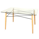 Mesa Eames 1.20x80x75cm Tapa Vidrio Patas Natural