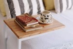 Mesa Auxiliar De Arrime Para Cama Estilo Industrial 70 Cm Tapa paraíso lustrada