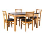 COMBO MODERNO DEFRANCE - MESA 130CM NEGRA  4 SILLAS MIELNEGRO (OT000023  OTSINEMI)