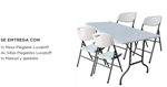 Kit Mesa 4 Sillas Plegables Lusqtoff MegaCamping Acero PVC Ultra Resistente