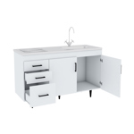 Bajo Mesada Centro Estant 3 Cajones 2 Puertas 120 Cm