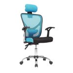 SILLA DE OFICINA ONEBOX OB-SO6 MALLA CON APOYA CABEZA CELESTE