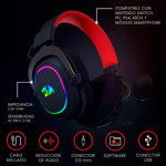 Auriculares Gamer Redragon Gamer Zeus X H510-rgb Negro Con Luz Rgb Led