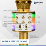 Microfono Inalámbrico Karaoke Suono Parlante Musical Bluetooth Dorado
