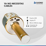 Microfono Inalámbrico Karaoke Suono Parlante Musical Bluetooth Dorado