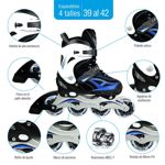 Rollers extensibles Crazy Loop Aluminio y ruedas siliconadas azul y blanco talle L (B08CYTYHRT)