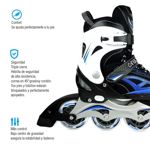 Rollers extensibles Crazy Loop Aluminio y ruedas siliconadas azul y blanco talle L (B08CYTYHRT)