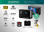 Cámara Deportiva Gadnic EXTREME 10 4K 20Mpx Doble Pantalla + Batería Extra