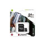 TARJETA DE MEMORIA MICROSD 64GB KINGSTON CANVAS PLUS CLASE 10 UHS-I 100 MB/s