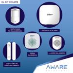 Kit Alarma Dahua Inalámbrico PIR Puerta c/Sirena Interior