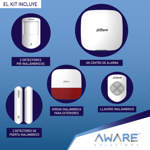Kit Alarma Dahua Inalámbrico PIR Puerta c/Sirena Exterior
