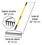 Rastrillo Jardinero Cabeza Con 16 Dientes Truper 17885