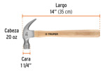 Martillo Pulido Uña Curva 20oz Truper 16753 Mango Madera