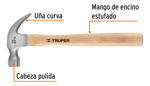 Martillo Pulido Uña Curva 20oz Truper 16753 Mango Madera