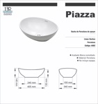 Bacha Apoyo Ovalada Porcelana Piazza A082 Esmaltada Blanco