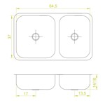 Pileta Bacha Cocina Doble Acero Inox 63 x 37 x 14 DH63