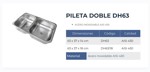 Pileta Bacha Cocina Doble Acero Inox 63 x 37 x 14 DH63
