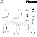 Griferia Baño Piazza Lounge Lavatorio Mesada Cromo 22601