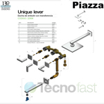 Grifería Ducha Piazza Embutir Con Transferencia Unique Lever