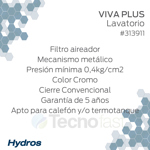 Grifería Lavatorio Mesada Hydros Viva Plus Doble Comando