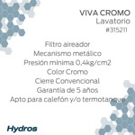 Griferia Lavatorio Hydros Canilla Baño Viva Cromo Metal