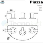 Grifería Bidet Baño C/tansf. Cerámico Piazza Logos 22304