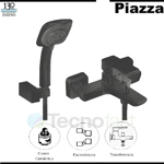 Grifería Piazza Arq Monocomando Ducha Ext C/ Transf Negra