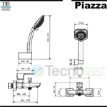 Grifería Piazza Arq Monocomando Ducha Ext C/ Transf Negra