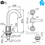 Griferia De Baño Fv Lavatorio Mesada Radal 207/c7 Cromado