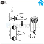 Griferia Ducha Y Bañera Exterior Fv Compacta 0310/m4 Cromo