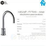 Grifería Fv Tronic Lavatorio Electrónico con Pilas 0363.05p