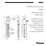 Panel Ducha Piazza Pd002 Escocesa Jets Direccionables Vidrio