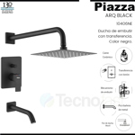 Grifería Baño Ducha Monocomando Embutir Piazza Arq Negro