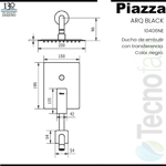 Grifería Baño Ducha Monocomando Embutir Piazza Arq Negro