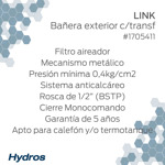 Griferia De Ducha Exterior Hydros Link Monocomando 1705411