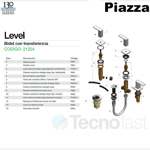 Grifería Bidet Piazza Level C/ Transferencia Cierre Cerámico