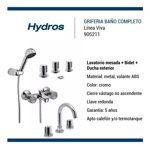 Combo Griferia Baño Hydra Viva Cromo Lavatorio Bidet Ducha