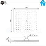 Flor De Ducha FV 25x25Cm duchon Cuadrado articulado 0126.PC0