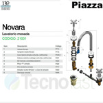 Grifería Lavatorio Canilla Baño Mesada Piazza Novara 21001 Acabado Cromado Color Plateado