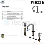 Grifería Lavatorio Mesada Piazza Logos Cierre Cerámico Baño