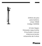 Griferia Piso Piazza Duchador Pie Bañera 54010 Negro Mate