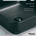 Lavatorio Bacha Black Baño Apoyo Pileta Piazza A423 Negra Acabado Negro Satinado Color Negro