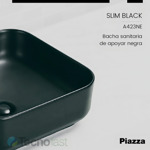 Lavatorio Bacha Black Baño Apoyo Pileta Piazza A423 Negra Acabado Negro Satinado Color Negro