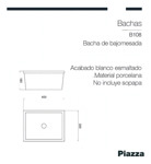 Lavatorio Bacha Baño Bajo Mesada Rectangular Piazza * Acabado Esmaltado Color Blanco