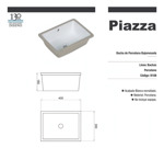 Lavatorio Bacha Baño Bajo Mesada Rectangular Piazza * Acabado Esmaltado Color Blanco