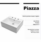Bacha De Apoyo Piazza A117-3 Con 3 Agujeros Porcelana