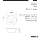 Bacha Baño Porcelana Apoyar 420x170 Redonda Con Antidesborde Acabado Esmaltado Color Blanco